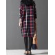 Women's Casual/Cute/Plus Sizes Check Contrast Color Inelastic Long Sleeve Knee-length Loose Dress (Cotton/Linen)