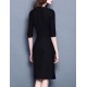 Women's Simple Sheath DressSolid / Striped V Neck Above KneeLength Sleeve Black Cotton / Rayon Fall Mid Rise