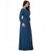 Women's Party/Cocktail Plus Size Plus Size Dress,Solid V Neck Midi Long Sleeve Blue Spandex Fall