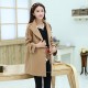 Maternity Mock neck Tweed Buckle Solid color Loose Trench Coat