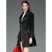  Women's Going out Vintage Coat,Solid Notch Lapel Long Sleeve Winter Black Wool Opaque