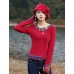 Our Story Going out Vintage Regular PulloverPaisley Red / Purple Round Neck Long Sleeve Cotton Spring