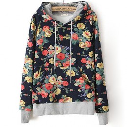 Women's Print Multi-color Hoodies , Casual Hooded Long Sleeve