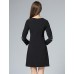 Boutique S Women's Casual/Daily Vintage Shift Dress,Embroidered Round Neck Above Knee Long Sleeve Polyester Fall