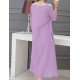 Women's Plus Size / Going out / Loose Dress,Solid Round Neck Midi ? Length Sleeve Red / Black / Purple Cotton / Linen