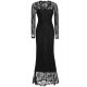 Women's Sexy Casual Party V Neck Lace Maxi Dress