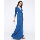 Women's Party/Cocktail Plus Size Plus Size Dress,Solid V Neck Midi Long Sleeve Blue Spandex Fall