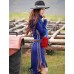 Our StoryGoing out Vintage Sheath DressPaisley Round Neck Midi Long Sleeve Blue Polyester / Spandex Spring