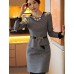 Women's OL Commuter Slim Waist Flod Tweed Plus Size Dress(with Strap)